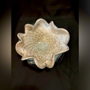 MURANO ART GLASS White‐Gold Advertine incased in Clear Glass